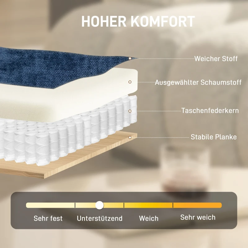 HOMCOM Draaibare Accentstoel, Gestoffeerde Leesstoel met Chenille, Brede Zitting, Verenbekleding en Metalen Poten, Donkerblauw