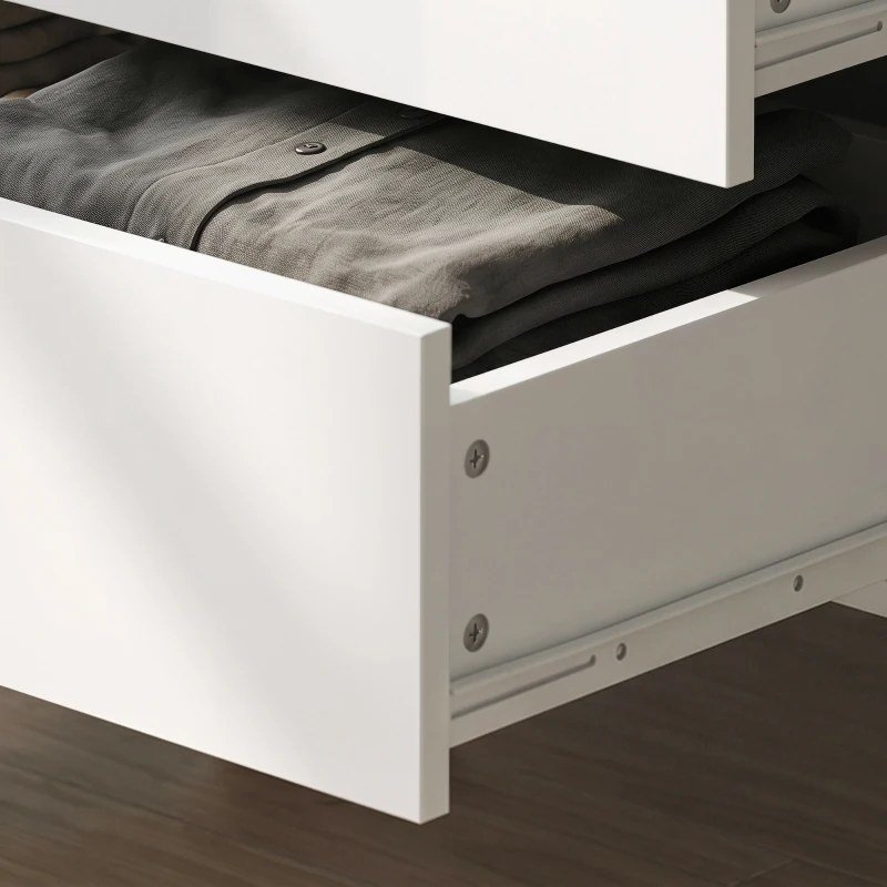 HOMCOM Armoire chambre penderie 2 portes à fermeture douce, 2 tiroirs et barre de suspension, 80x54x180cm, blanc