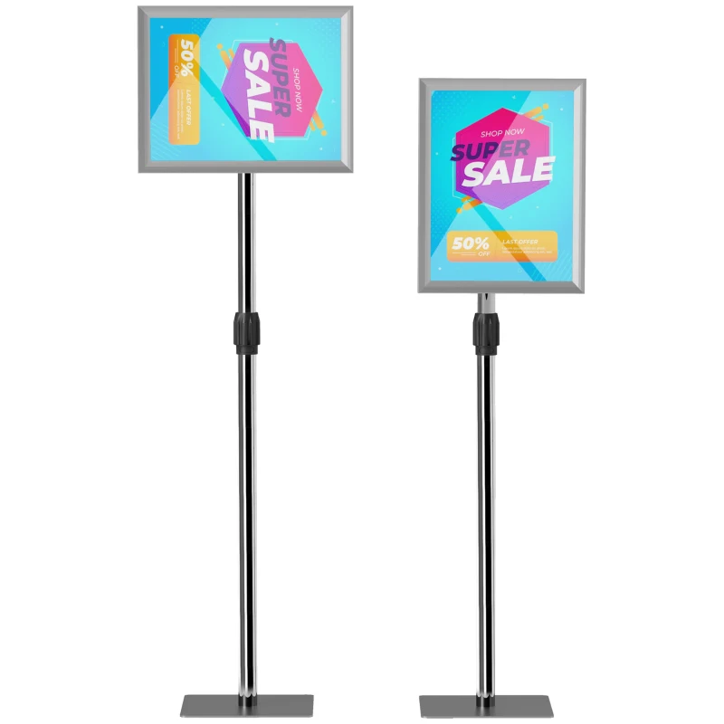 HOMCOM Infoständer DIN A3 Höhenverstellbar Plakatständer Bodenstehend mit Robuster Standfuß für Horizontal & Vertikal