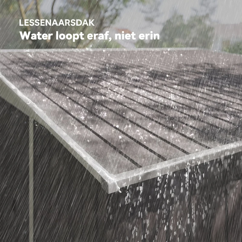 Outsunny Metalen Tuinschuur Metaal, Met Dubbele Vergrendelbare Deuren, 2,8x3,45x2,01m, Grijs(m-9)