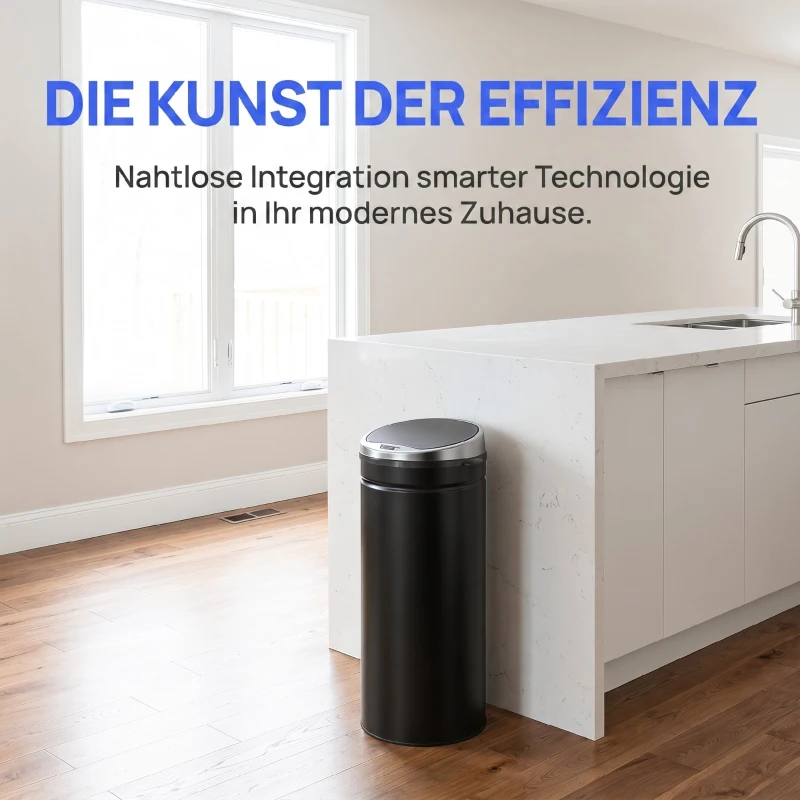 HOMCOM 50 L Sensor Mülleimer, Automatischer Abfalleimer, Rostfreier Kücheneimer mit Infrarotsensor, für Küche, Esszimmer