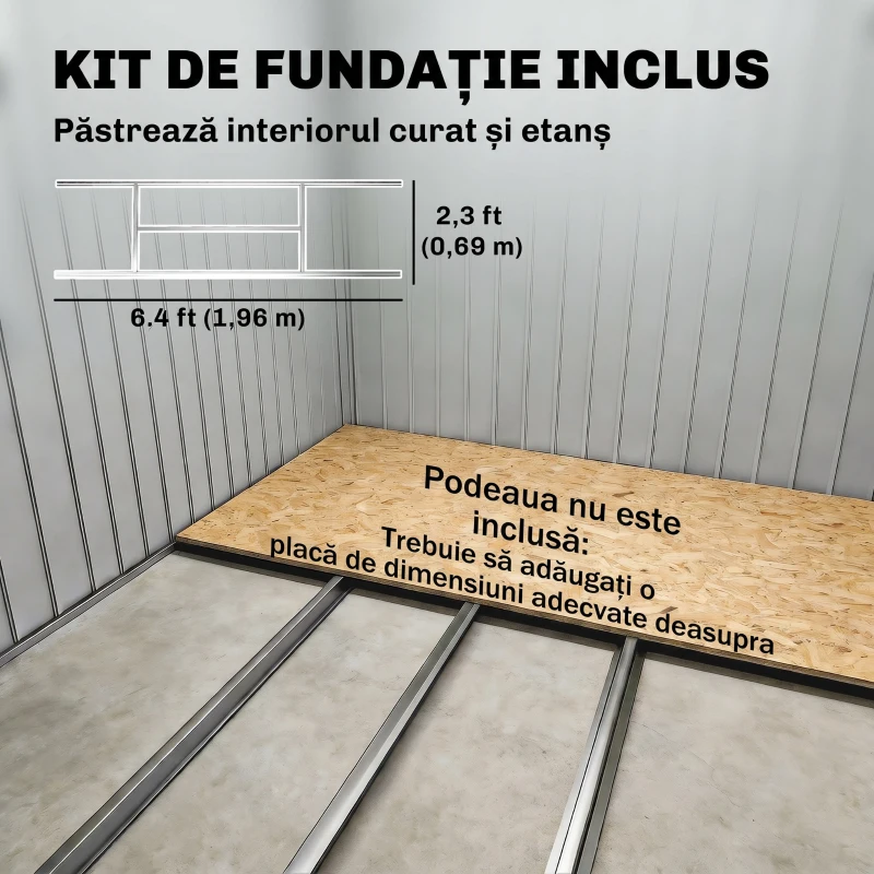 Outsunny Căsuță de Grădină din Metal cu Aerisiri și Ușă Dublă Glisantă, 2,1x1,3 m, Maro(m-6)
