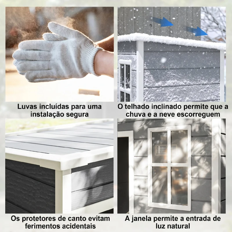 Outsunny Abrigo de Jardim 1,14 m² 151x92x193 cm Abrigo de Exterior Metálico com Chão Porta de Correr Janela e Teto Inclinado Cinzento