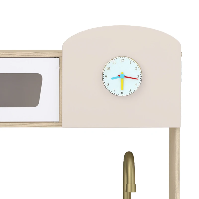 AIYAPLAY Cuisine Enfant en Bois, Dinette Cuisine Enfant avec Ustensiles en Acier Inoxydable, pour 3 à 6 Ans, 74x29x81cm, Blanc