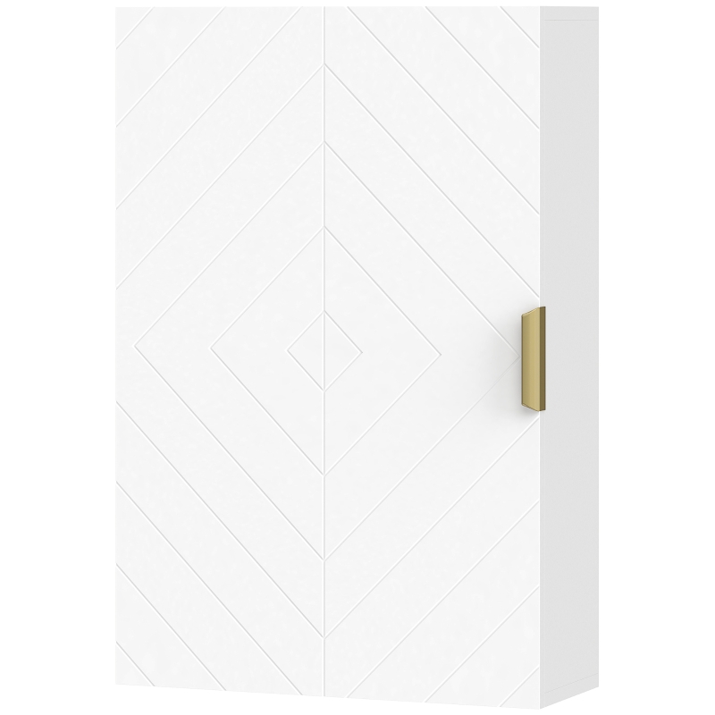 kleankin Mueble para Baño Suspendido con 1 Asa de Acero y Estantes Ajustables Estilo Moderno 40x15x60 cm Blanco