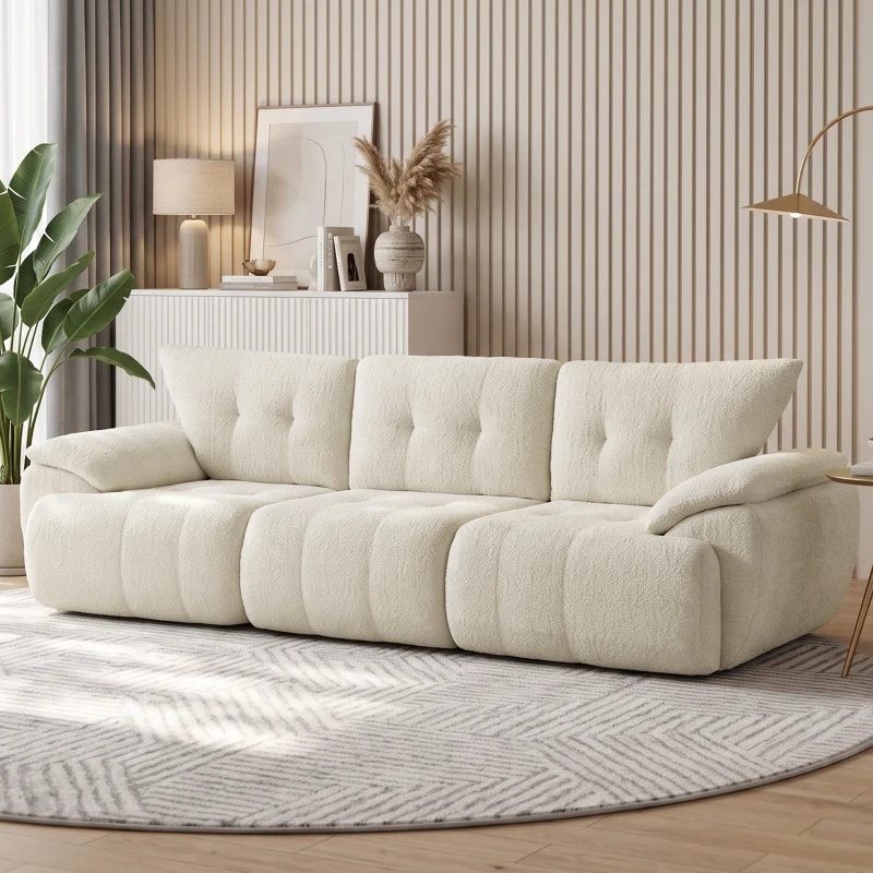 HOMCOM Canapea 3 locuri, 260 cm, Chenille, canapea modulară fără cadru cu suprafață de șezut extra-largă și adâncă, cotiere late