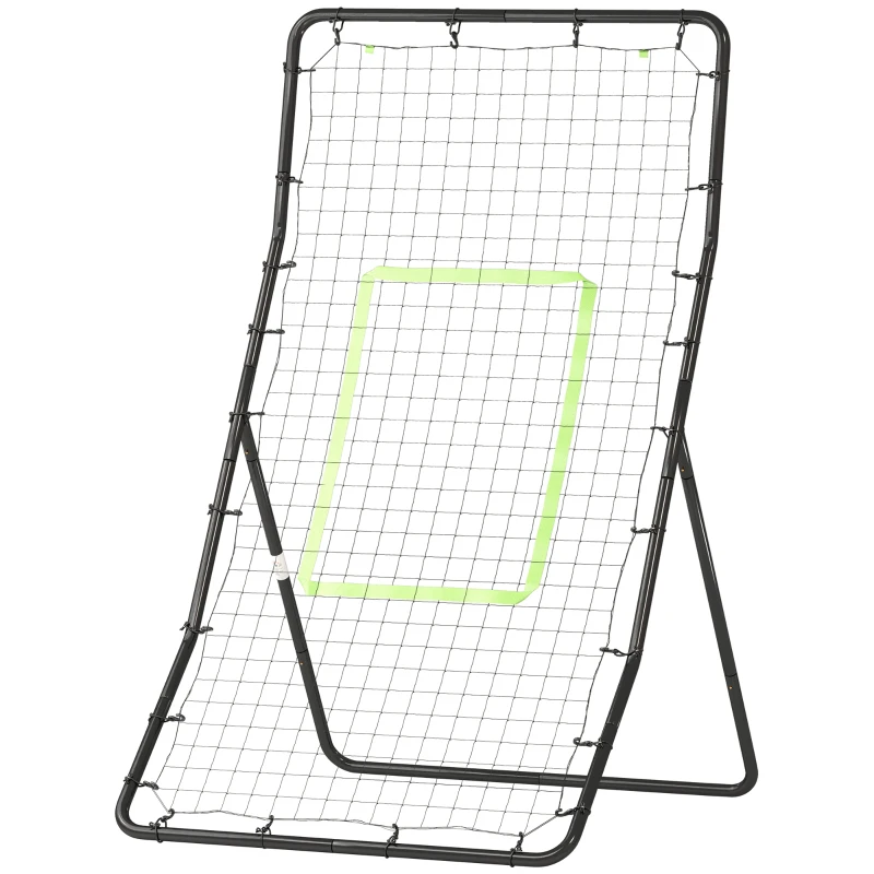 HOMCOM Baseball Rebounder, Tragebar Softball Pitchback-Netz, Rückprallnetz mit Ziel Zone, Pitching Netz für Basebälle Softbälle, Metall, Schwarz