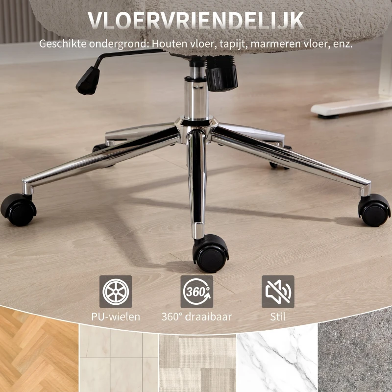 HOMCOM Bureaustoel met Verstelbare Hoofdsteun, Ergonomische Bureaustoel, Kiepfunctie, Hoogteverstelbaar, Grijs-wit(m-8)