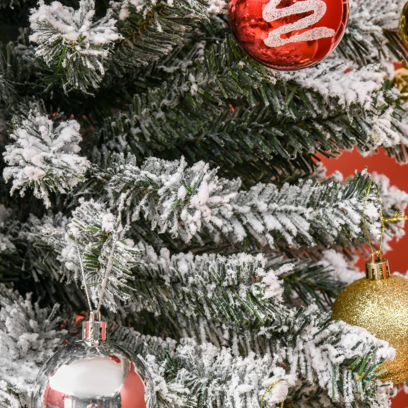 HOMCOM Árbol de Navidad Estrecho 270 cm Árbol Navideño Nevado con 1014 Ramas y Soporte de Metal para Salón Verde y Blanco