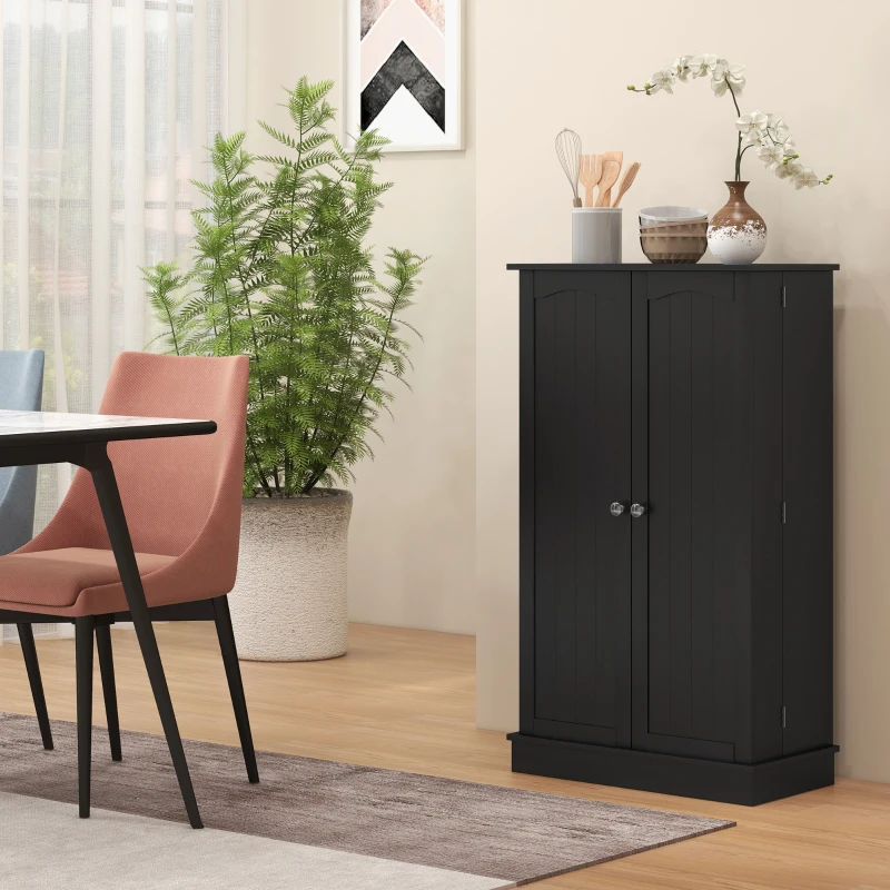 HOMCOM Armario Despensa Cocina con 2 Puertas y 16 Estantes Alacena Moderna con Estantes Ajustables 60x30x104cm Negro