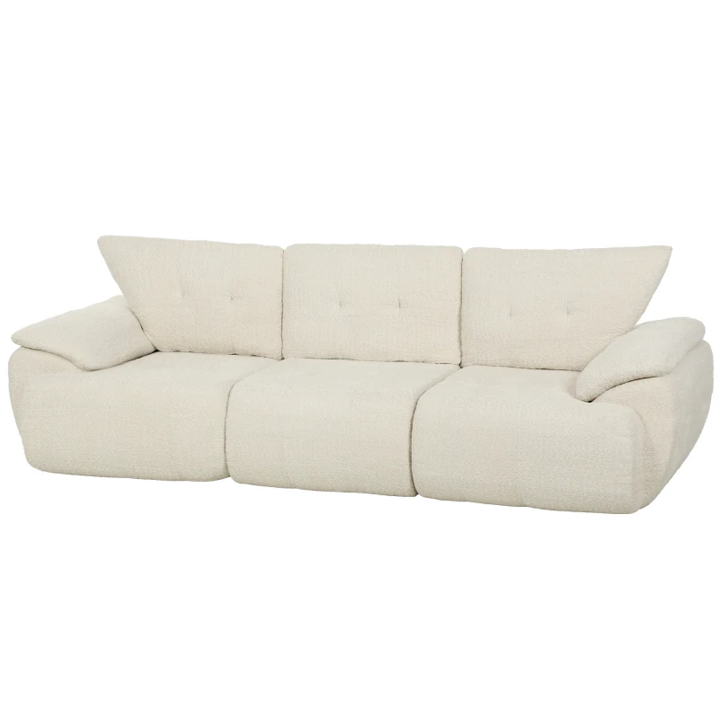 HOMCOM Canapea 3 locuri, 260 cm, Chenille, canapea modulară fără cadru cu suprafață de șezut extra-largă și adâncă, cotiere late