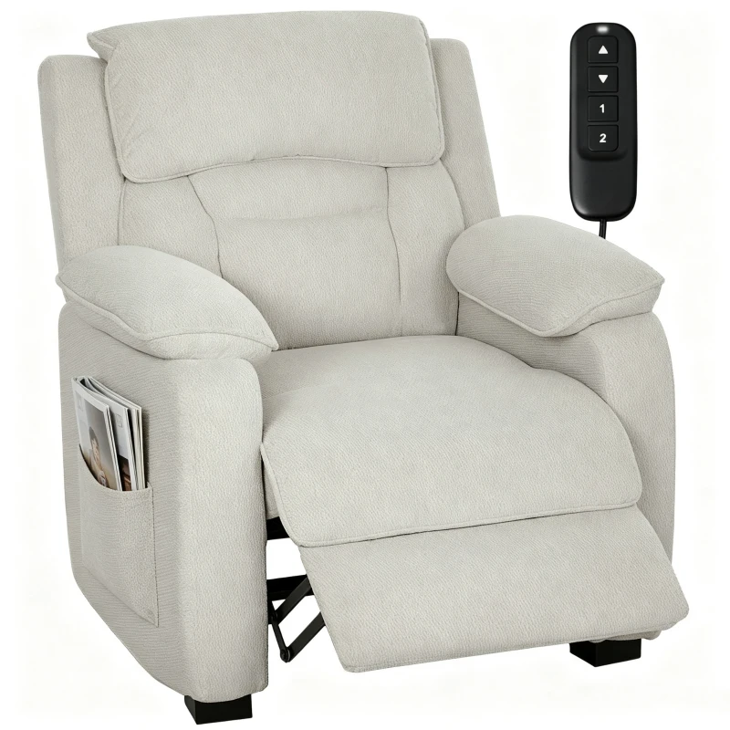 HOMCOM Fauteuil relax électrique fauteuil inclinable port USB repose-pieds poches latérales télécommande 86x90x103cm beige