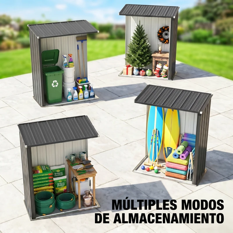 Outsunny Cobertizo de Jardín Exterior 1,34 m² 161,5x94,5x196 cm con Puerta y Cerradura para Almacenamiento de Herramientas Negro