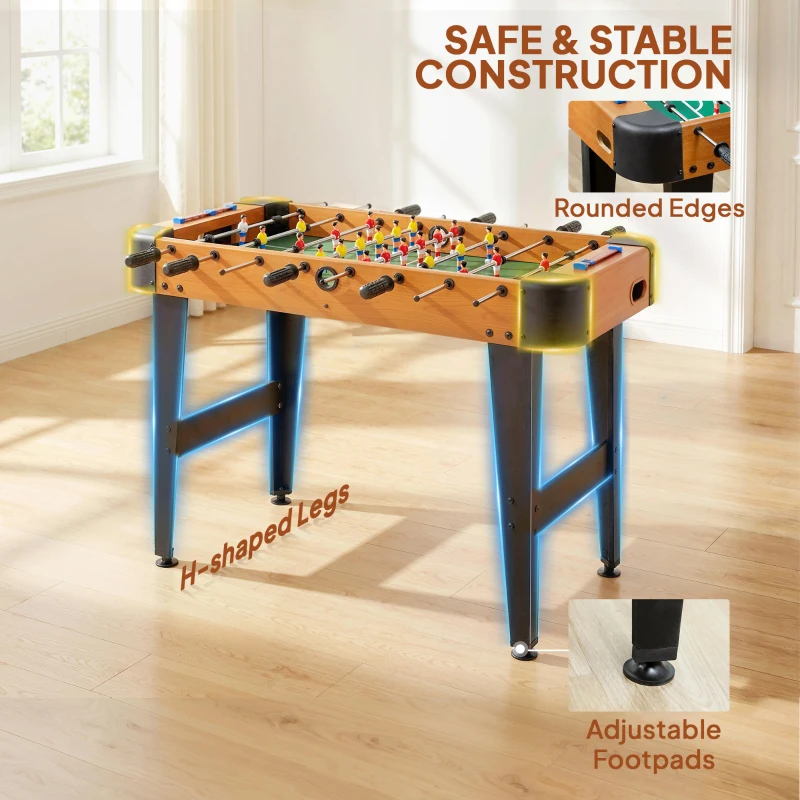 SPORTNOW Baby-foot 92 cm, 22 joueurs, 2 balles, compteurs manuels, poignées antidérapantes, marron