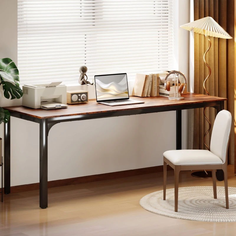 HOMCOM Schreibtisch, Computertisch, rustikales Design, viel Platz, Spanplatte, Braun