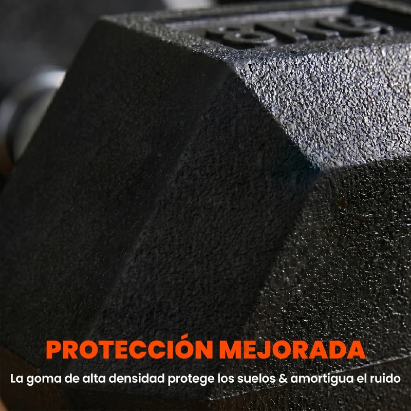 HOMCOM Juego de Mancuernas 2x8 kg con Barra de Conexión de Metal Cabeza Hexagonal para Entrenamiento en Casa Negro y Plata