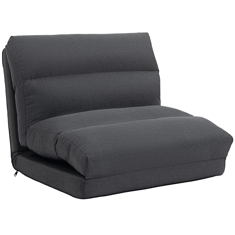 HOMCOM Sitzsack mit Bettfunktion, neigbare Lehne, klappbar, bis 120kg, 70 x 72 x 56 cm, Dunkelgrau