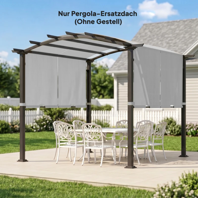 Outsunny Ersatzdach für Pergola mit UV-Schutz, Sonnensegel für Terrassenüberdachung für 3 x 3 m Pavillon, Hellgrau