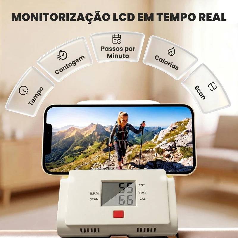 SPORTNOW Stepper de Escada Dobrável para Casa com 3 Níveis de Resistência, Guiador Ajustável, Monitor LCD e Suporte para Telemóvel