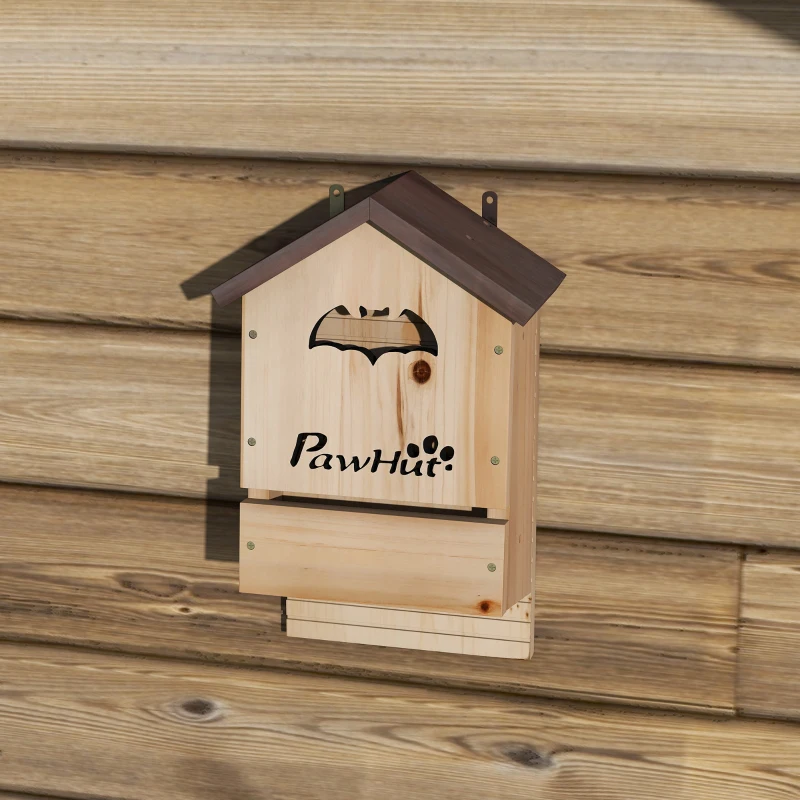PawHut Set de 3 Casas para Murciélagos Cajas de Madera para Exterior Jardín Huerto o Granja Fácil de Montaje Natural
