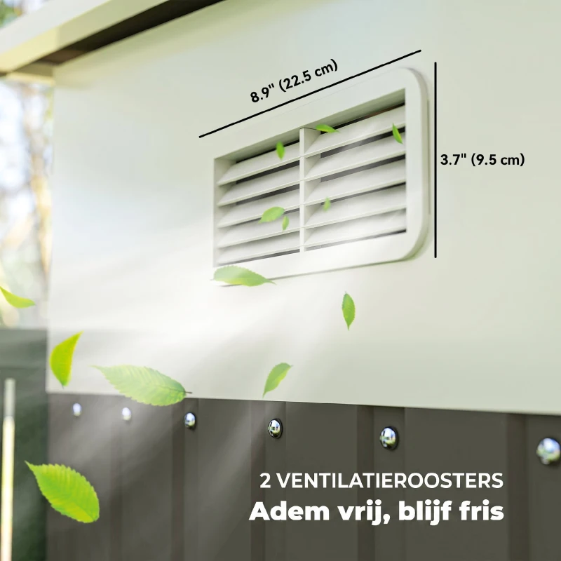 Outsunny Metalen Tuinschuur Metaal, Met Dubbele Vergrendelbare Deuren, 2,8x3,45x2,01m, Grijs(m-8)