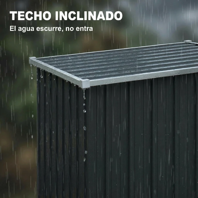 Outsunny Cobertizo de Jardín Exterior 0,69 m² 83x89x163 cm con Techo Inclinado Puerta con Cerradura Incluye Guantes Gris Oscuro