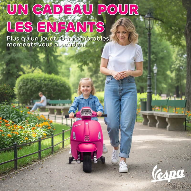 AIYAPLAY Moto électrique enfants 6 V, voiture électrique enfants avec Roues d'Apprentissage, pour 2-4 Ans, 71 x 37 x 52 cm, Rose