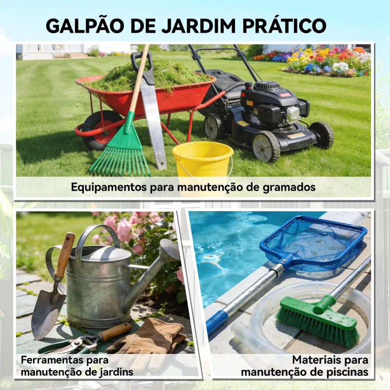Outsunny Abrigo de Jardim Exterior 1,37 m² 163x90x179 cm com Porta com Fechadura e Grelhas de Ventilação Cinzento Escuro