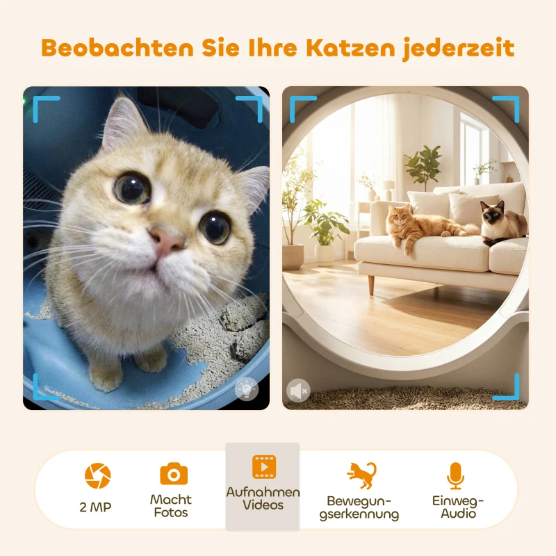 PawHut Samoczyszcząca kuweta, XL 72L, automatyczna kuweta z kamerą HD, sterowanie aplikacją, worki na odpady, dla kotów 1-12 kg