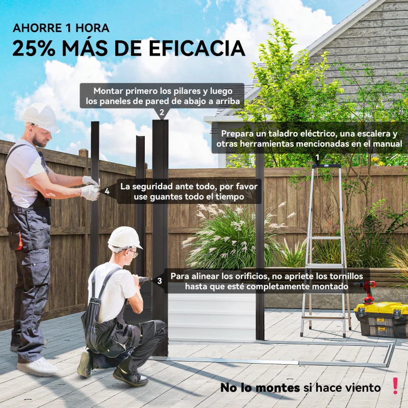 Outsunny Caseta de Jardín Exterior 190x131x188 cm Cobertizo Metálico con 2 Ventilaciones y Puerta para Herramientas Gris