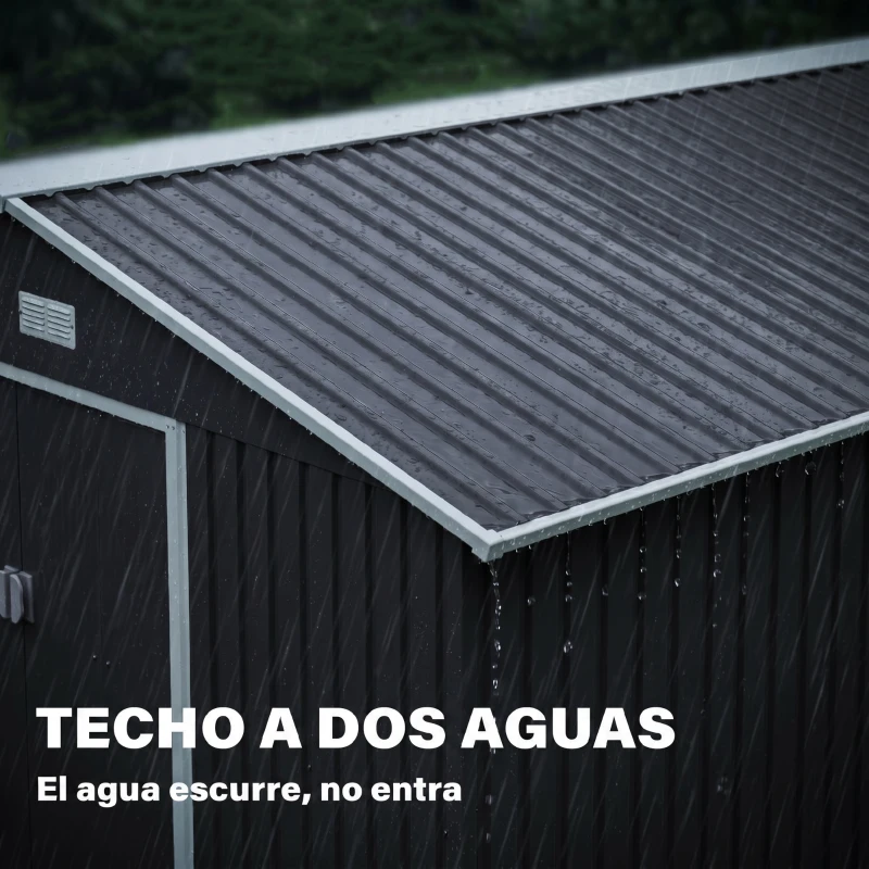 Outsunny Cobertizo de Jardín 8,3 m² 277x322x192 cm con 2 Puertas Corredizas Base Refuerzo (Suelo NO Incluido) Gris