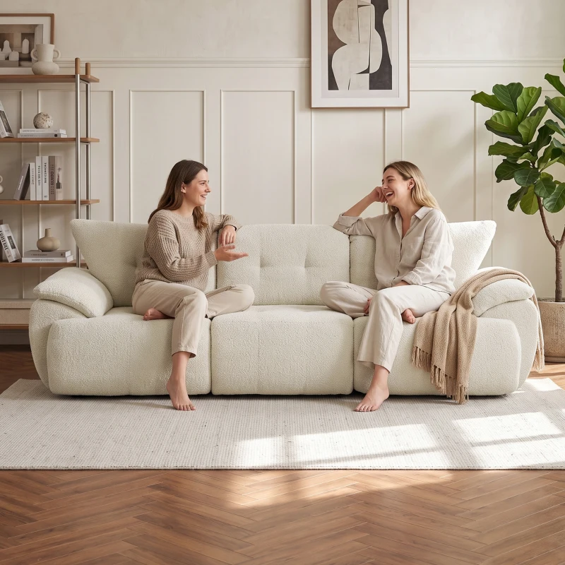 HOMCOM Sofá de 3 plazas, 260 cm, chenilla, sofá modular sin armazón con asiento extra ancho y profundo, reposabrazos anchos