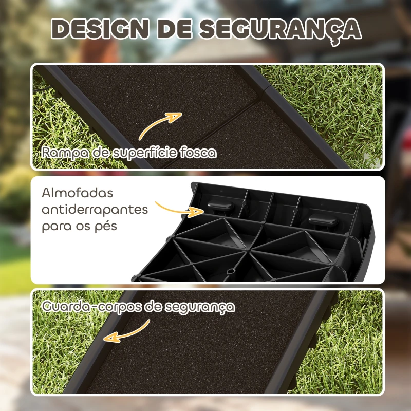 PawHut Rampa para Cães 155 cm para Carro, Dobrável com Pega, Ângulo Ajustável, Preto