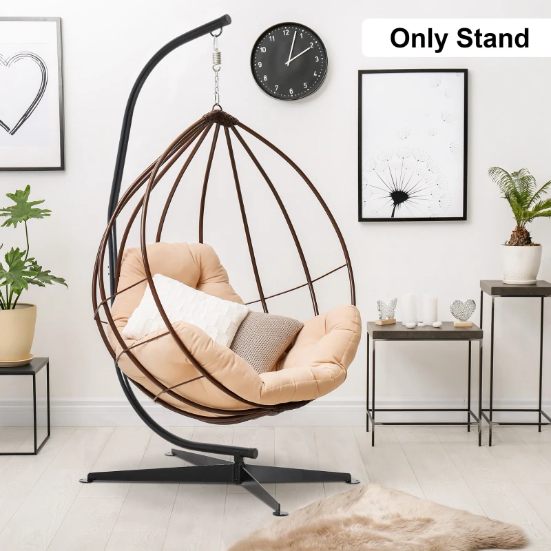 Outsunny Support de fauteuil suspendu, support chaise suspendue base en X boucle à ressort charge 120 kg 114 x 80 x 208 cm noir
