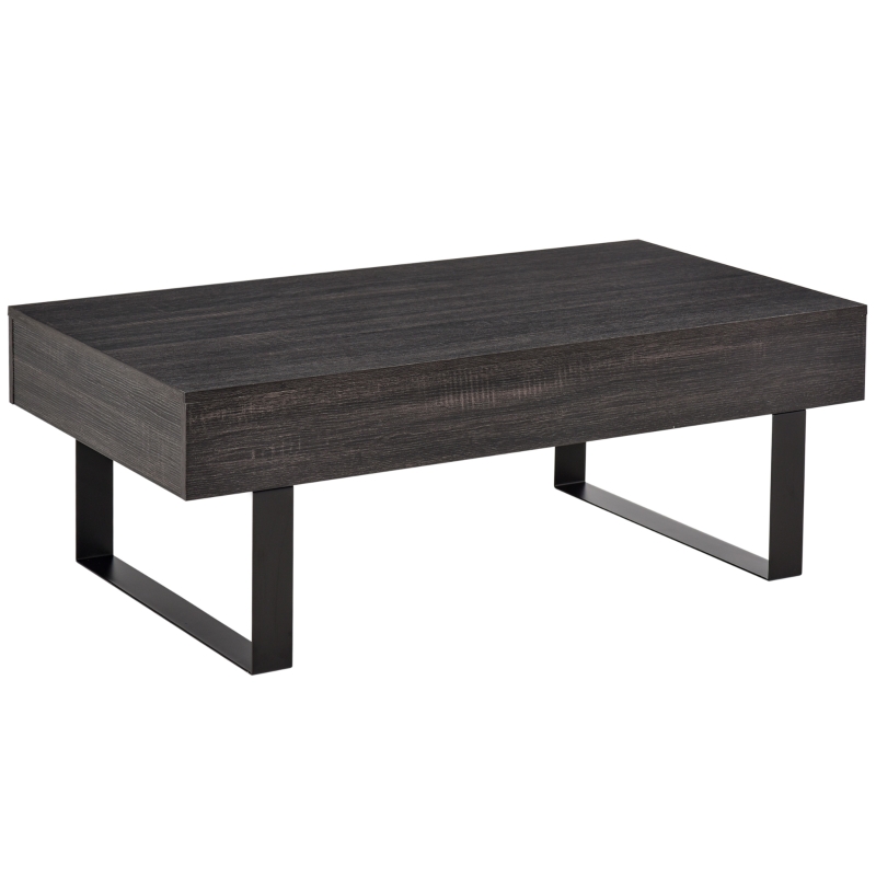 HOMCOM salontafel bijzettafel banktafel TV tafel salontafel woonkamertafel met lade planken stevig stalen frame eenvoudige structuur modern hout spaanplaat metaal donkergrijs 110 x 60 x 40 cm