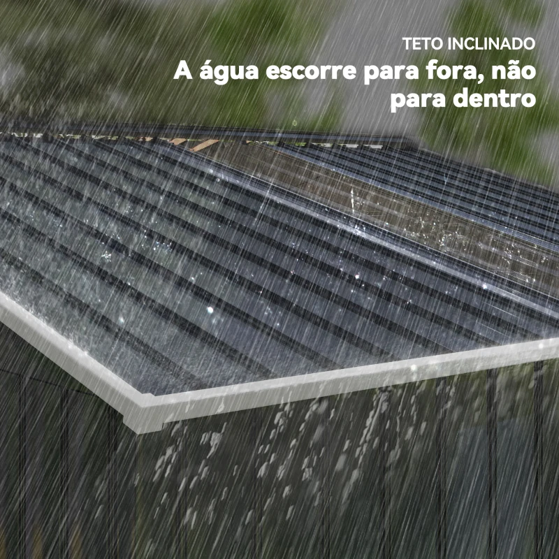 Outsunny Abrigo de Jardim 4,9 m² 277x195x192 cm com 2 Portas Deslizantes Base Reforçada (Chão NÃO Incluído) Cinzento Escuro