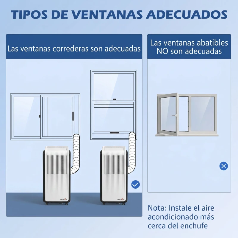 HOMCOM Aire Acondicionado Portátil 12000 BTU 5 en 1 Enfriamiento Deshumidificador Ventilador Temporizador para 35 m² Blanco