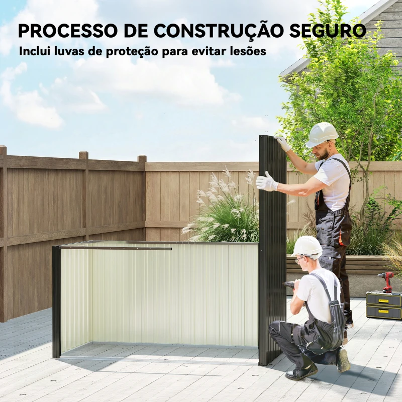 Outsunny Abrigo de Jardim Exterior 1,37 m² 163x90x179 cm com Porta com Fechadura e Grelhas de Ventilação Cinzento Escuro
