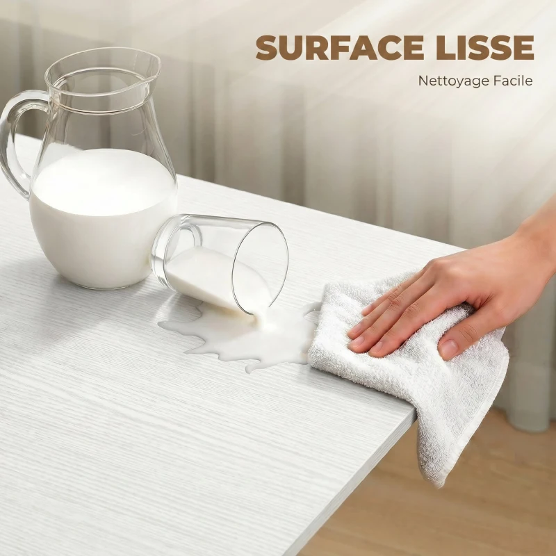 HOMCOM Table à Manger Pliante sur Roulettes pour 4-6 Personnes 120 cm, Roues avec Freins, 2 Abattants, Industriel, Blanc Noir