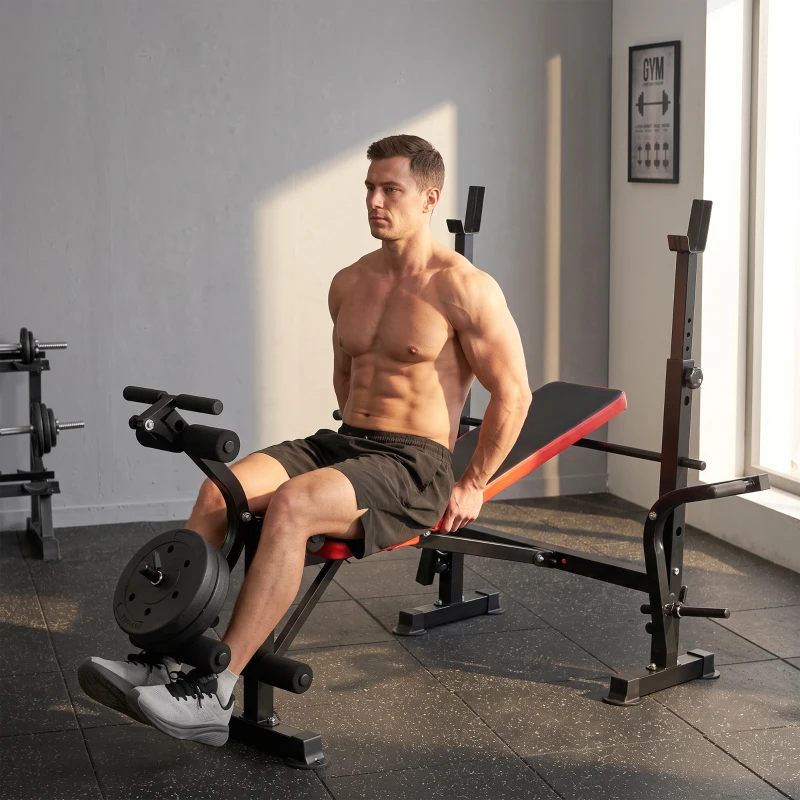 HOMCOM Banc de musculation Fitness entrainement complet avec support d'haltères dossier réglable acier 175 x 139 x 127 cm noir