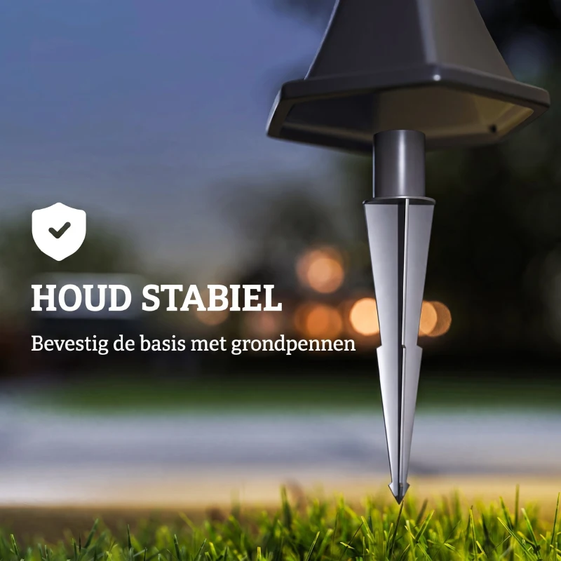Outsunny solar tuinlantaarn, set van 2, tuinverlichting, tuinpadverlichting met LED, 6 - 8 uur, roestvrij staal zwart Ø 18,5 x 129 H cm tuinlantaarn set LED-lantaarn tuinverlichting Stdn. 129 H cm | Aosom.de