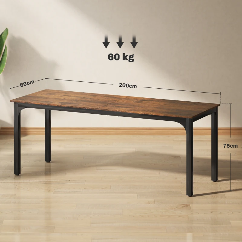 HOMCOM Schreibtisch, Computertisch, rustikales Design, viel Platz, Spanplatte, Braun
