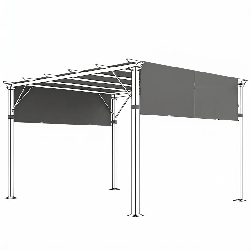 Outsunny Lot de 2 toiles de rechange pergola rétractable 4,9 x 1,2 m pour pergola de 3 x 3 m polyester protection UV gris foncé