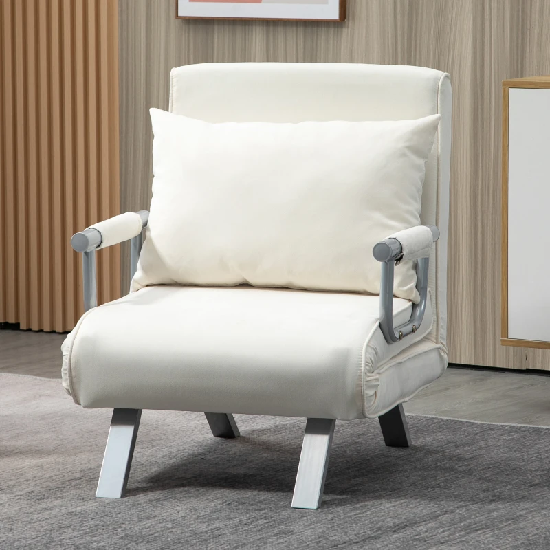 HOMCOM Fauteuil chauffeuse canapé-lit Convertible 1 Place déhoussable Grand Confort Coussin Pieds accoudoirs