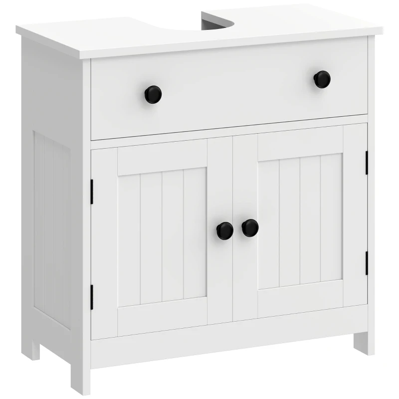 HOMCOM Wastafelonderkast, modern en vrijstaand, met soft-close scharnieren, lade en 2 deuren, wit
