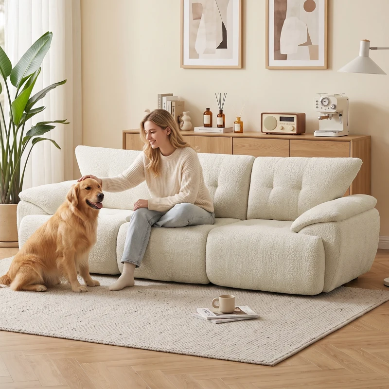 HOMCOM Canapea 3 locuri, 260 cm, Chenille, canapea modulară fără cadru cu suprafață de șezut extra-largă și adâncă, cotiere late