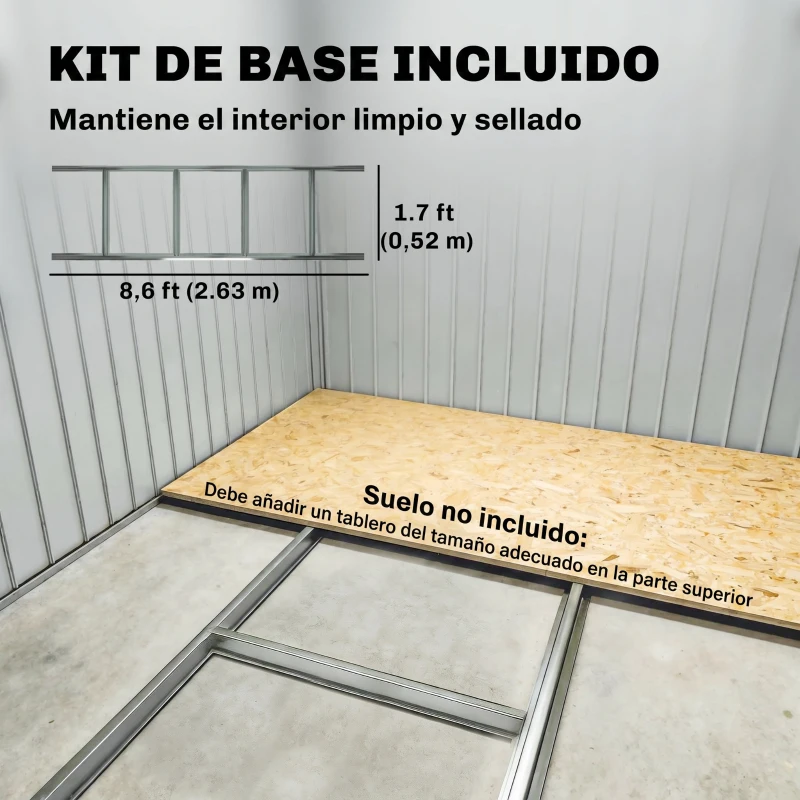 Outsunny Cobertizo de Jardín 280x130x172 cm Caseta de Exterior Metálica para Almacenamiento de Herramientas Verde Oliva