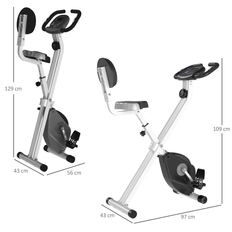 HOMCOM Hometrainer fietstrainer met 8 niveaus van magnetische weerstand staal zwart