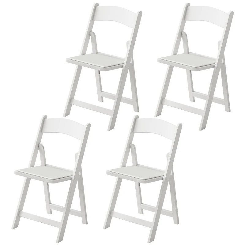 HOMCOM Lot de 4 chaises pliantes en résine et PU, chaises pliantes portables pour intérieur et extérieur, 45x44x78cm, blanc
