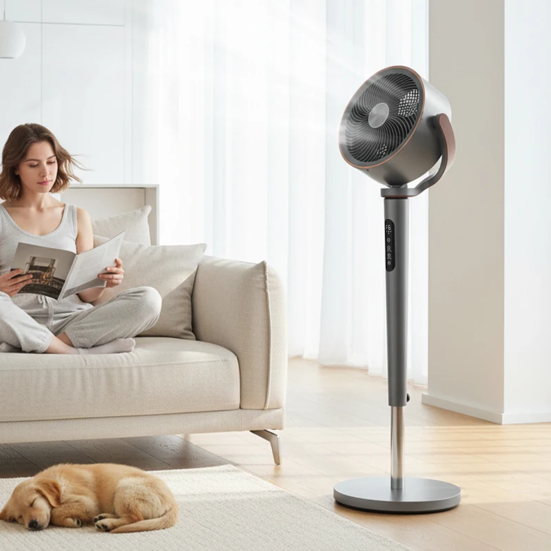 HOMCOM Standventilator Luftzirkulator Lüfter mit 12 Geschwindigkeitsstufen LED-Display Fernbedienung 70°+90° Oszillation Grau